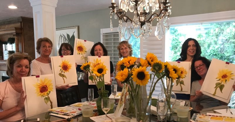 Watercolor Painting Class at Home Art Studio